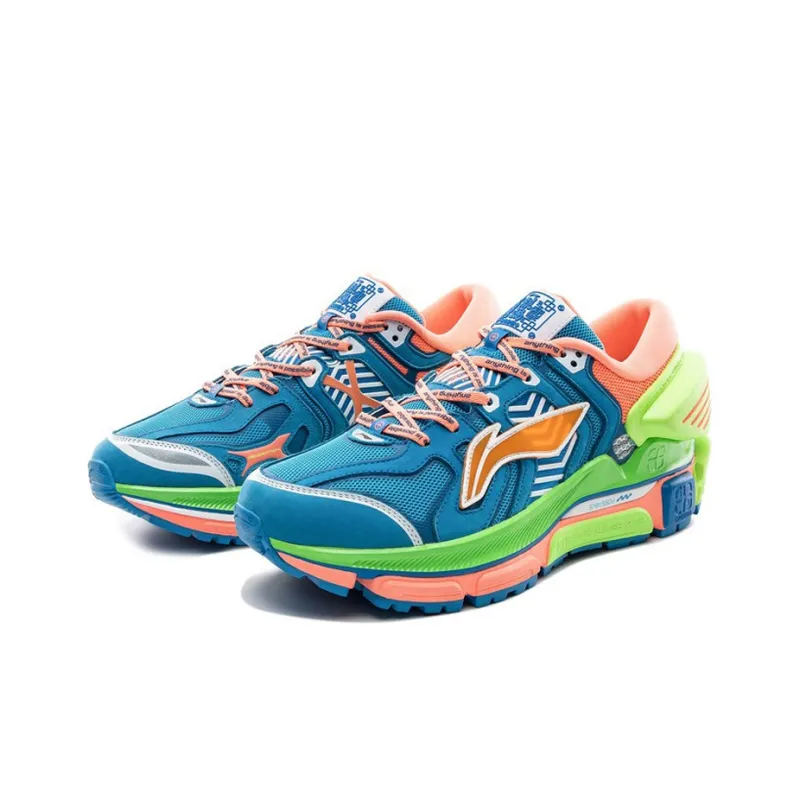 LiNing Kuafu Paris Fashion Apparel Weekly Cushioned Slip-Resistant Support Low-Top Running Shoes Men's Dynamic Blue-2