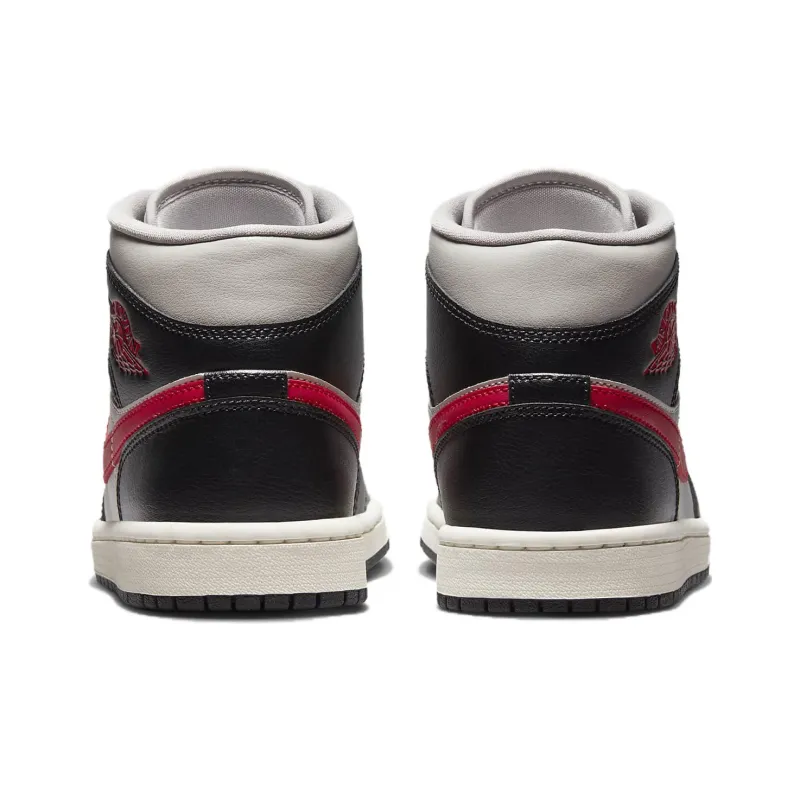 Jordan 1 Mid Black College Grey Gym Red Women's-3