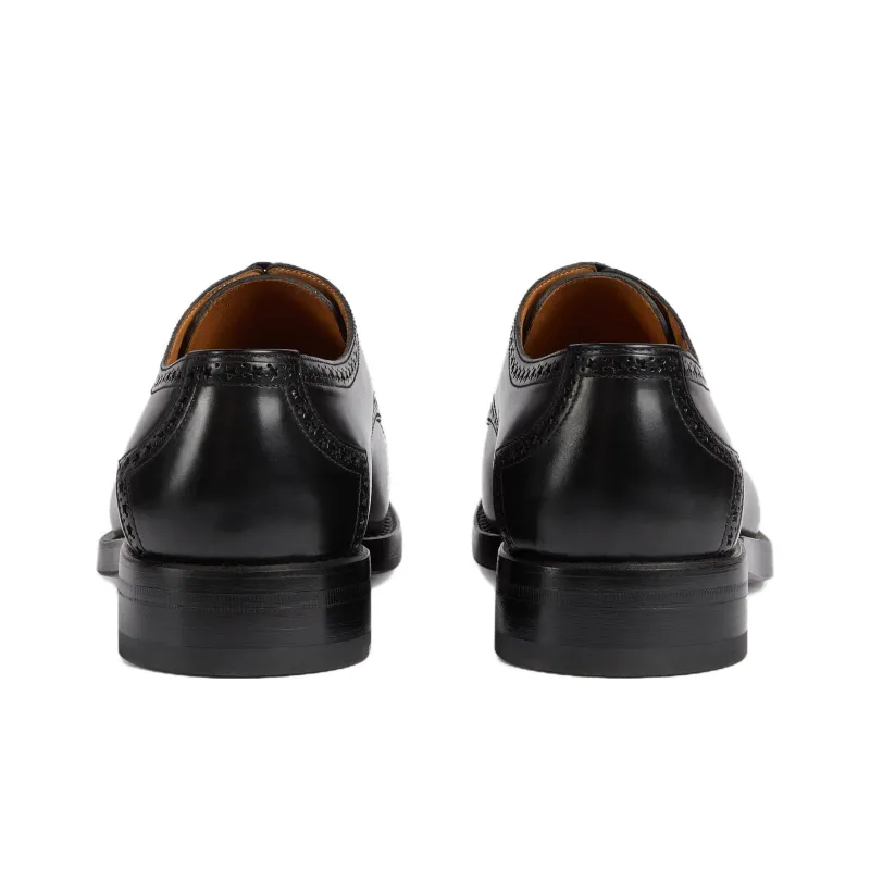 GUCCI Interlocking G plaque Leather Brogues-4