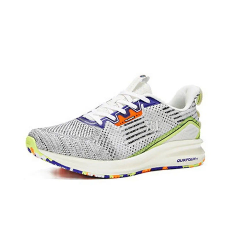 361° Q Bounce Titanium Speed 2.0 Cushioned Slip Resistant Breathable Low Top Running Shoes Men's White Green-2