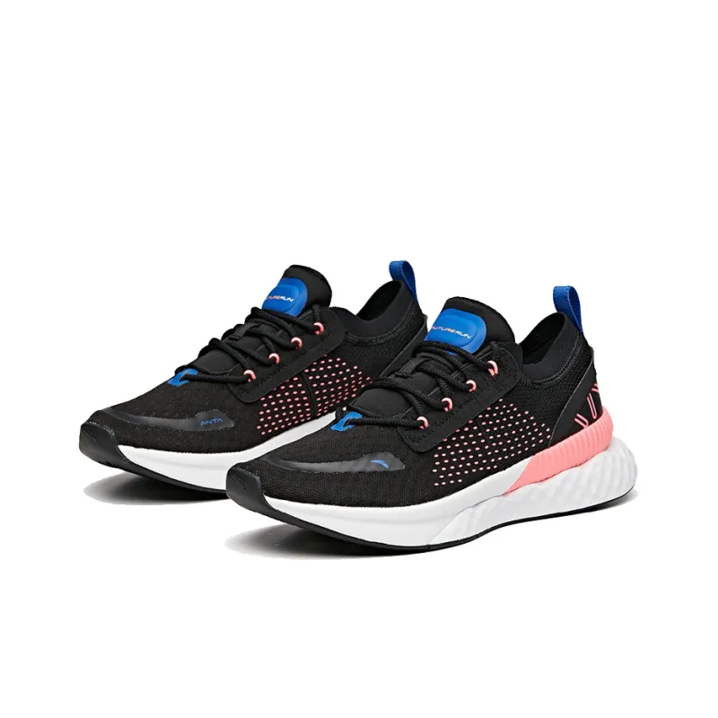 ANTA Running Shoes Women's Low Top Black/Fluorescent Neon Pink/ANTA White-1