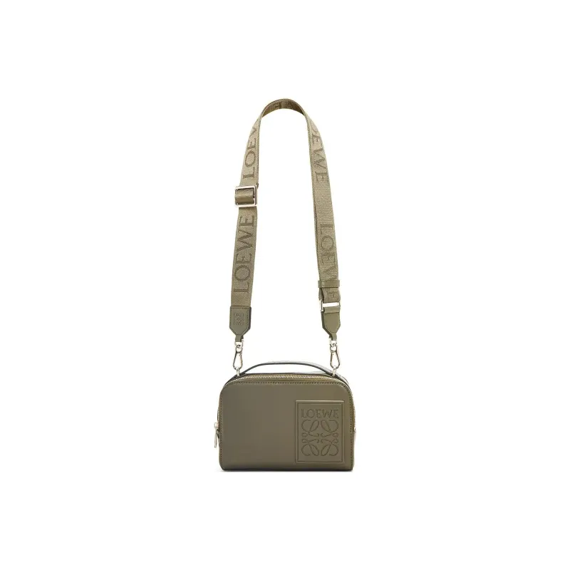 LOEWE Satin Cow Leather Camera Bag, Shoulder Bag, Crossbody Bag Mini Men's Khaki Green-1