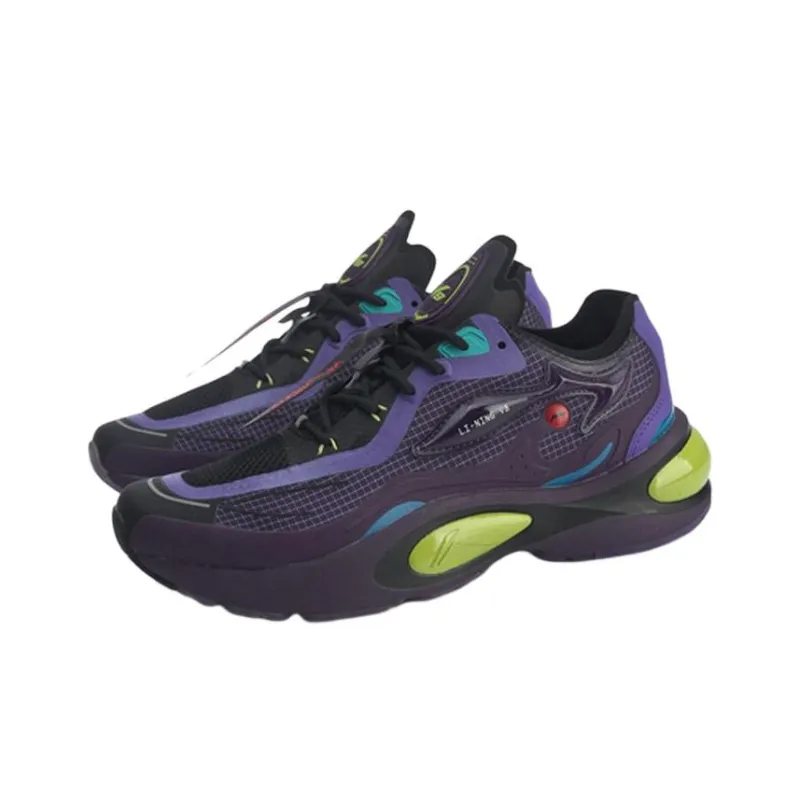 LiNing V8 1.5 Anti Slip Wear Resistant Low Top Running Shoes Men's Purple Black-1