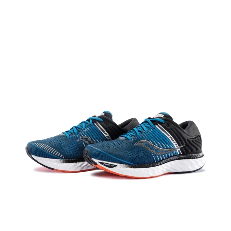 Saucony Triumph 17 Cushioned Slip Resistant Breathable Lightweight Rebound Low Top Running Shoes Men's Blue Black-2