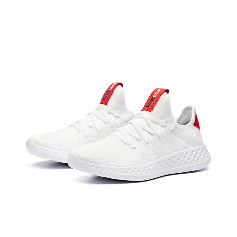 Anta Cushioned Slip-Resistant Abrasion-Resistant Breathable Low-Top Running Shoes Men's White Red-2