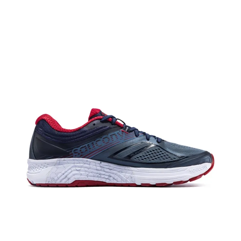 Saucony Guide 10 Slip-Resistant Lightweight Cushioning Support Low-Top Running Shoes Men's Gray Deep Orchid Red-1