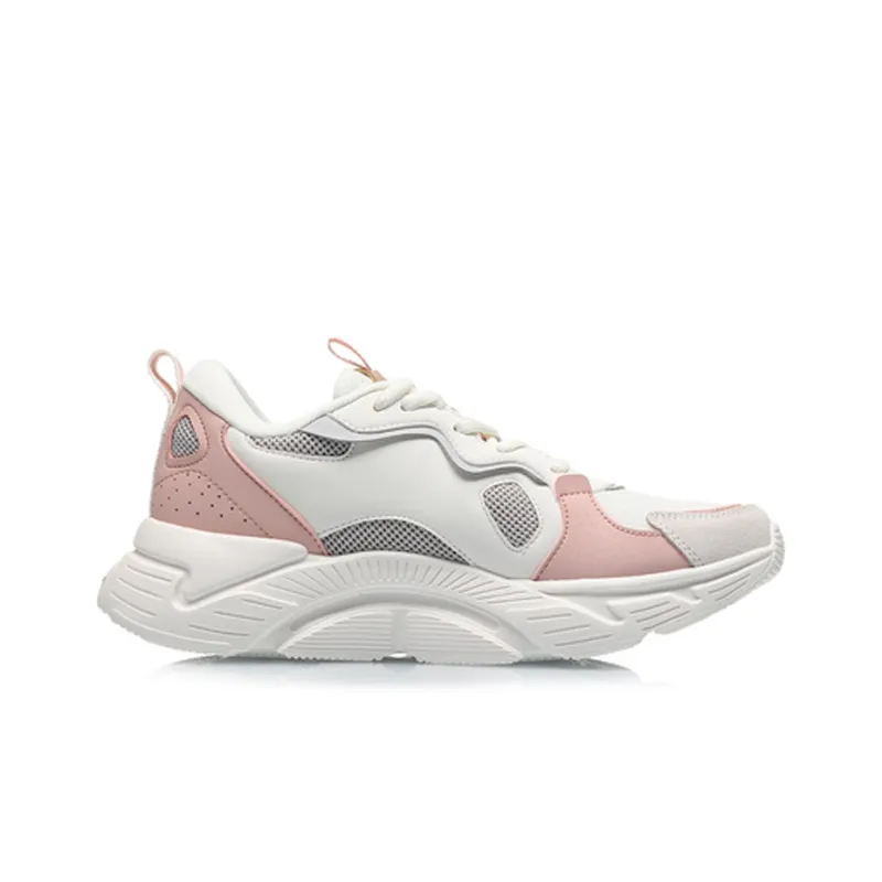 LiNing Lightweight Low Top Running Shoes Women's White Gray Pink-1