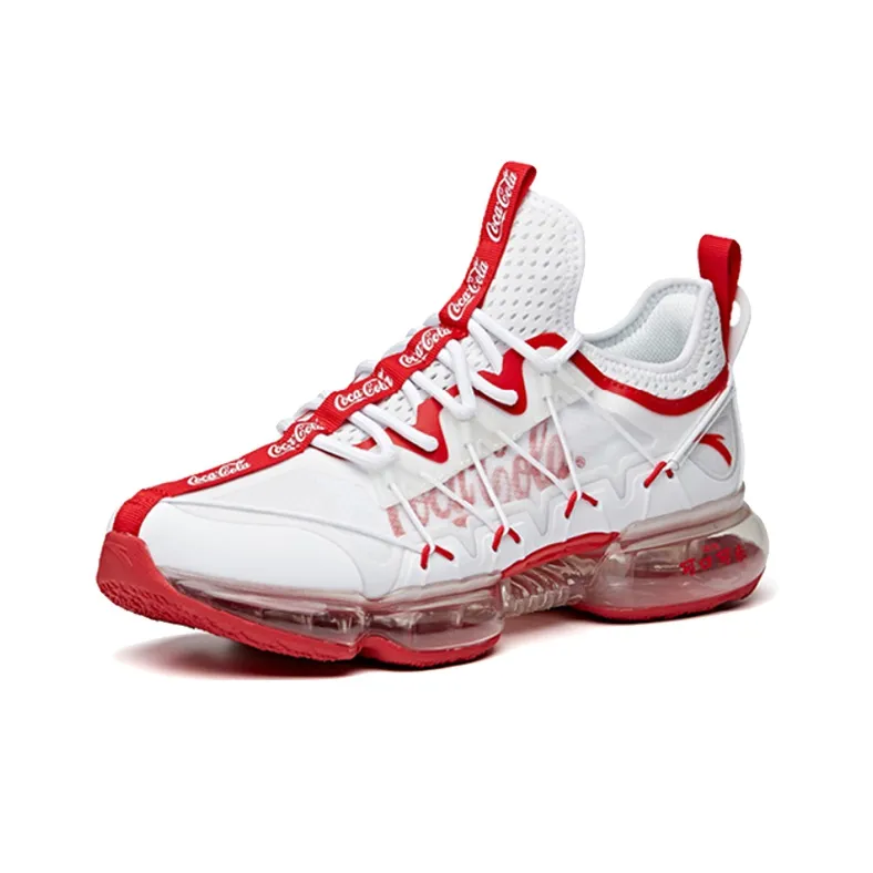 Coca-Cola x Anta Cushioned Slip-Resistant Abrasion-Resistant Low-Top Running Shoes Men's White Red-2