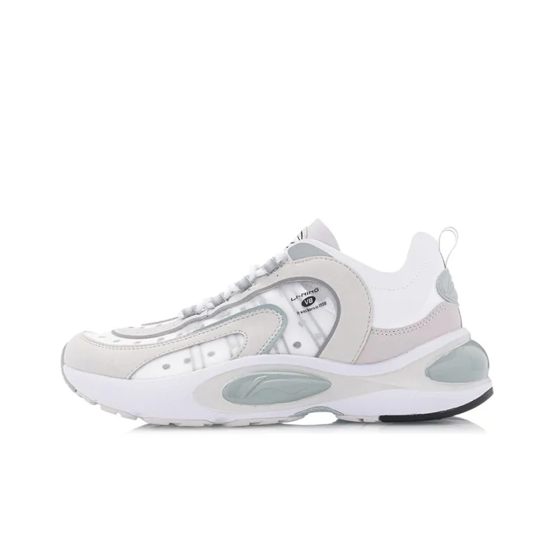 LiNing Shock Absorbers With Slip Resistant And Abrasion Resistant Properties Low Top Running Shoes Women's Gray-0