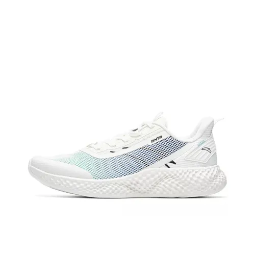 ANTA Running Collection Running Shoes Men Low-Top Ivory White/Fluorescent Electric Green/Pool Blue