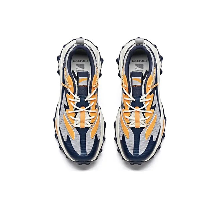 Anta Shock Absorbers Slip Resistant, Abrasion Resistant, Breathable Low Top Running Shoes Men's Gray Blue Orange-3