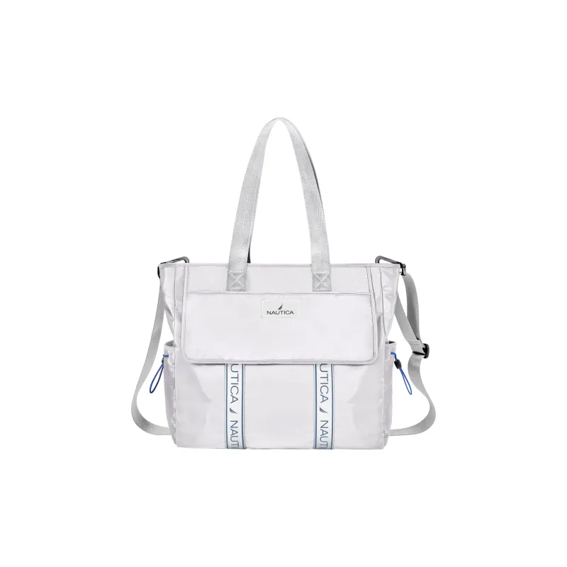 NAUTICA Nylon Tote Bag Shopping Bag Shoulder Bags Regular Unisex Royal Blue/Gray/Brown-9