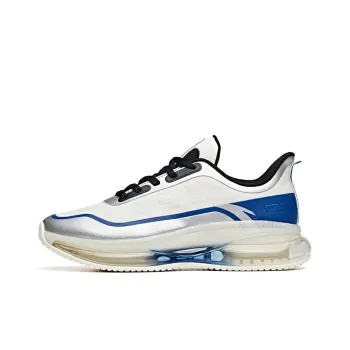 Anta Cushioned Slip Resistant Abrasion Resistant Breathable Low Top Running Shoes Men's White Blue Silver