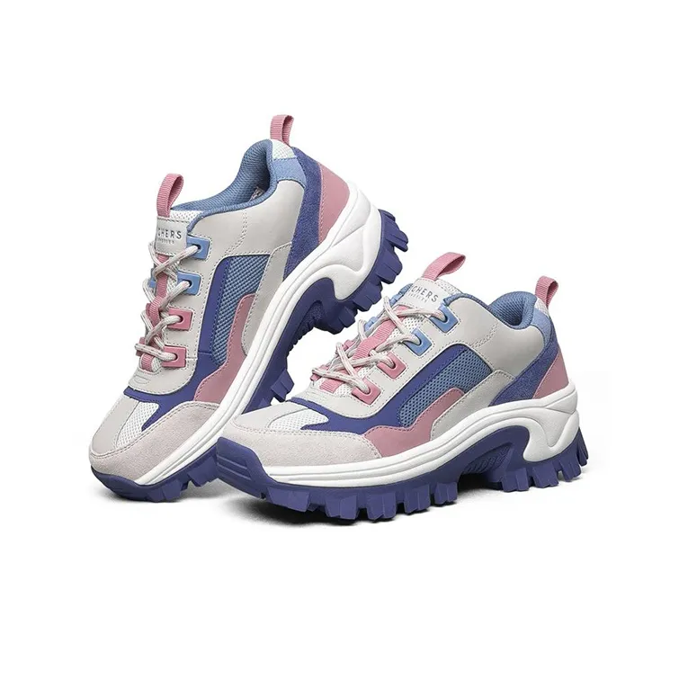 Skechers Street Blo Cushioned Wear-Resistant Breathable Low-Top Running Shoes Women's Blue Pink-2