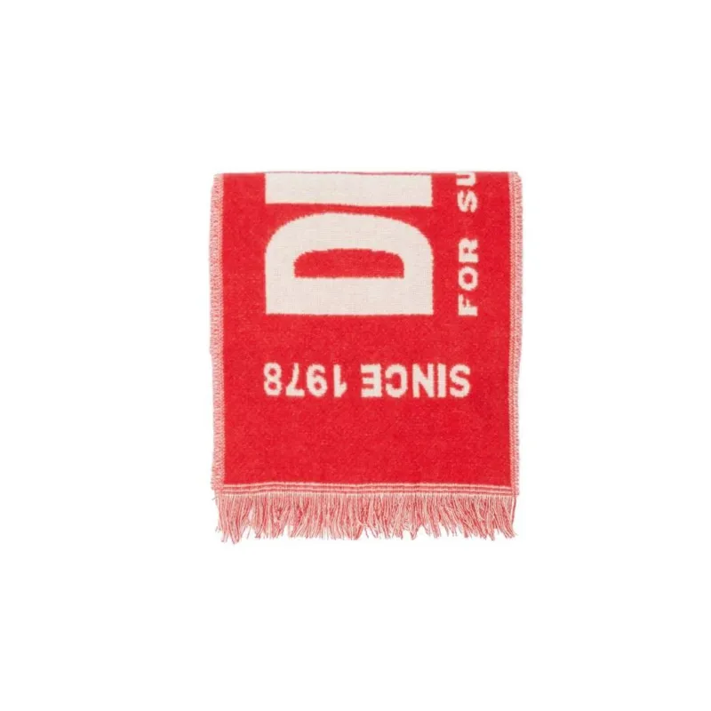 DIESEL Logo Intarsia-Knit Fringed Scarf-1