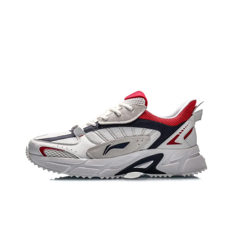 LiNing Low Top Running Shoes Men's White Blue Red-0
