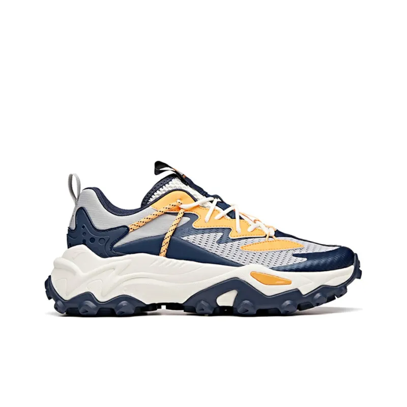 Anta Shock Absorbers Slip Resistant, Abrasion Resistant, Breathable Low Top Running Shoes Men's Gray Blue Orange-1