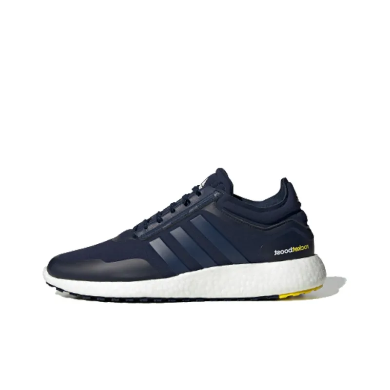 Adidas Rocket Boost Cushioning Low-Top Marathon Running Shoes Men's Navy Blue Yellow-0