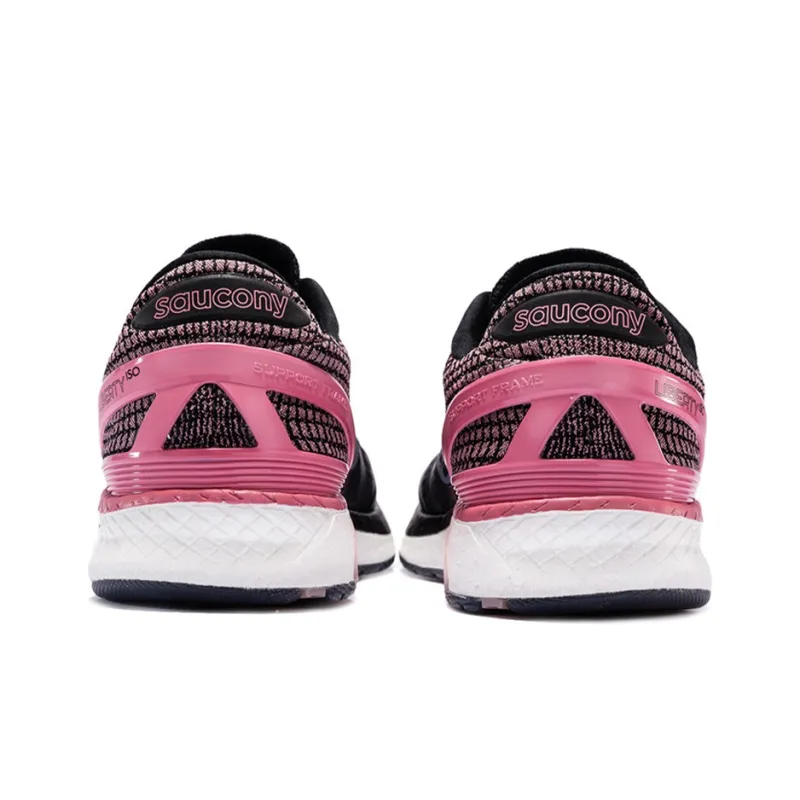 Saucony Liberty ISO 1 Slip-Resistant Support Lightweight Low-Top Running Shoes Women's Black Pink-3
