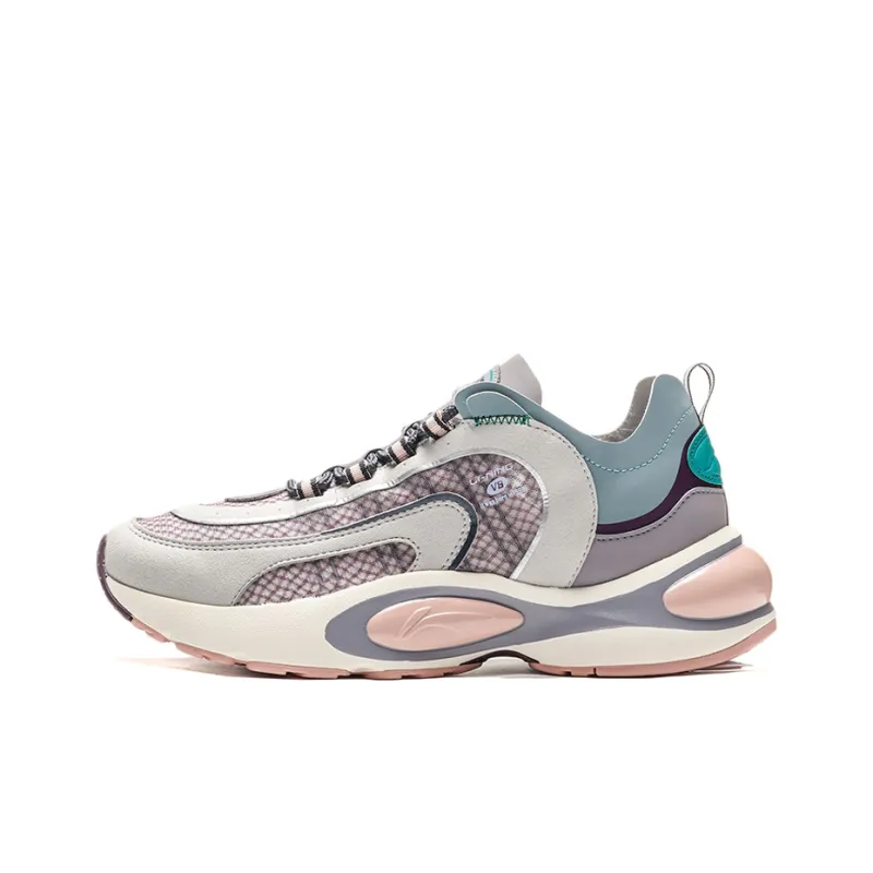 LiNing V8 Low-Top Running Shoes Women's Gray Purple Pink-0