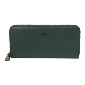 COACH Zip Around Premium Calfskin Card Holder Wallet Small Size Women's Forest Green