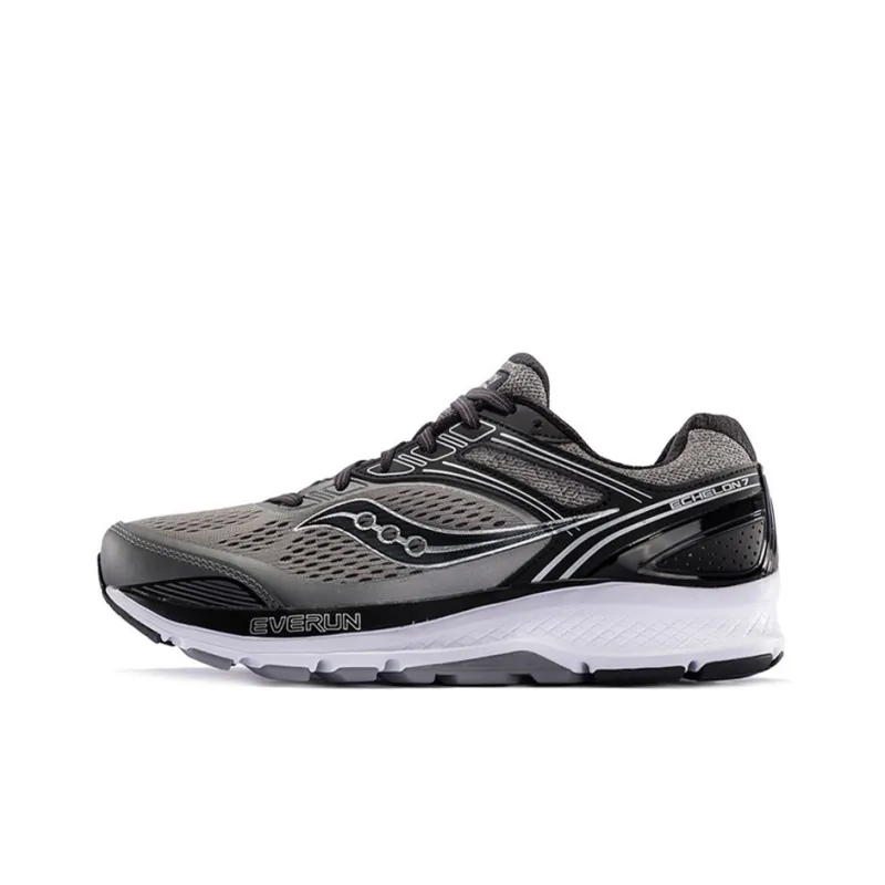 Saucony Echelon 7 Cushioned Slip-Resistant Lightweight Low-Top Running Shoes Men's Gray Black-0