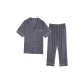 Short-Sleeved+Pants Heather Gray Checkered Men's Clothing Sets
