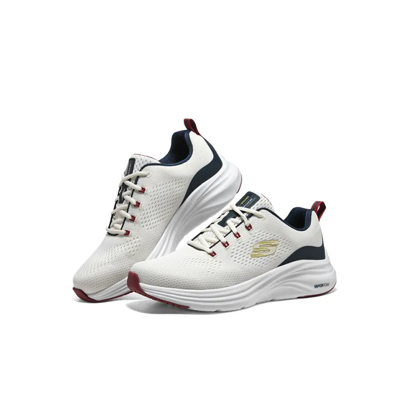Skechers Vapor Foam Cushioning Anti Slip And Wear Resistant Low Top Casual Shoes Men's White Blue And Gold-3