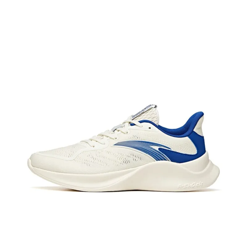 Anta Cushioned Anti-Slip Wear-Resistant Breathable Lightweight Low-Top Running Shoes Men's White Blue-0