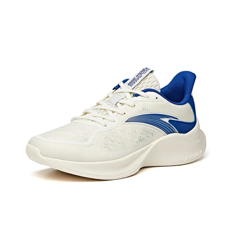 Anta Cushioned Anti-Slip Wear-Resistant Breathable Lightweight Low-Top Running Shoes Men's White Blue-1