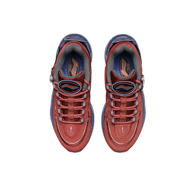 LiNing Cushioning Anti Slip Wear Resistant Breathable Supportive Lightweight Low Top Running Shoes Men's Red Blue-3