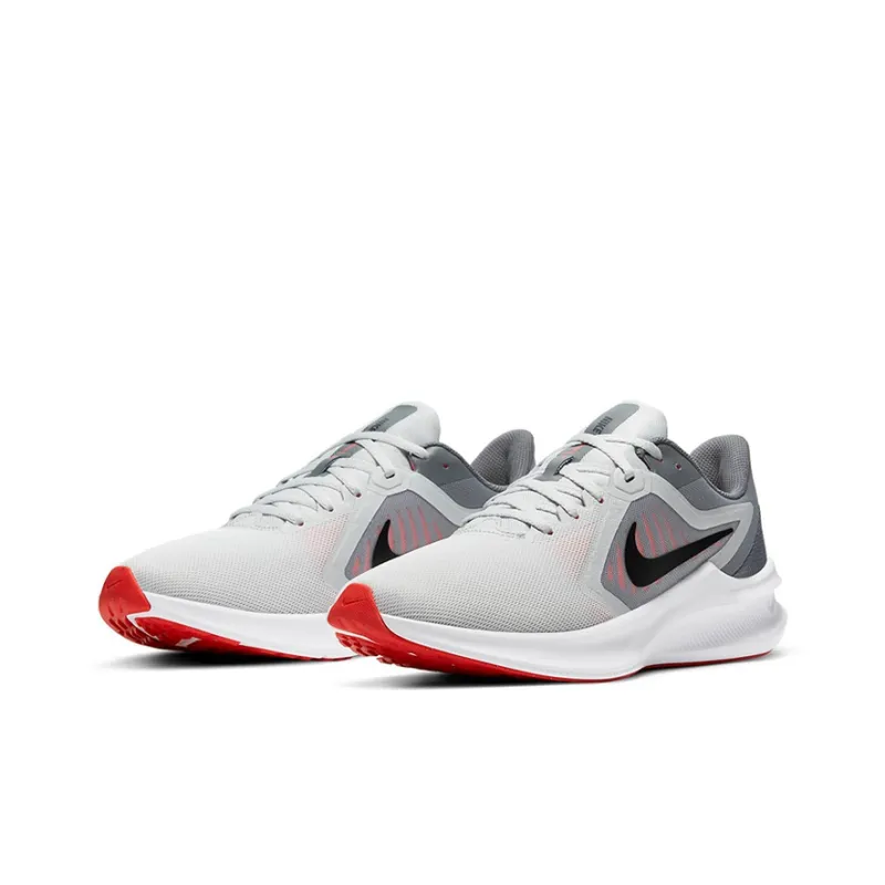 Nike Downshifter 10 Cushioning Anti-Slip And Wear-Resistant Low-Top Running Shoes Men's Gray White Red-2