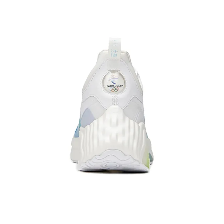 Anta Cushioning Breathable Wear-Resistant Coverage Slip-Resistant Low-Top Running Shoes Men's White Green-3