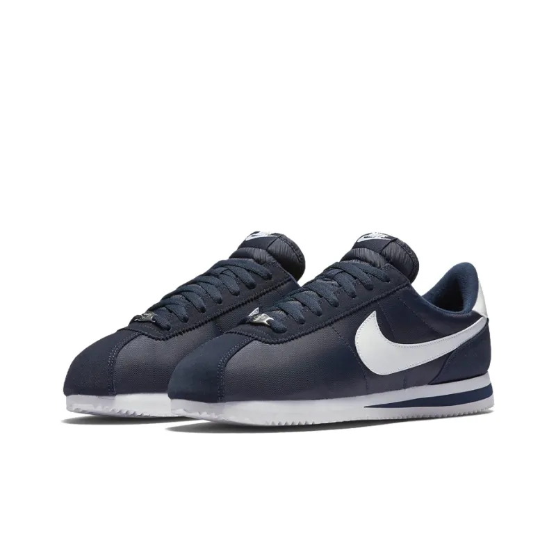 Nike Cortez Basic Nylon Obsidian White Metallic Silver-2