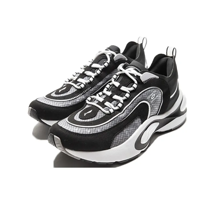 LiNing V8 Anti Slip And Wear Resistant Lightweight Low Top Running Shoes Men's Black White-2
