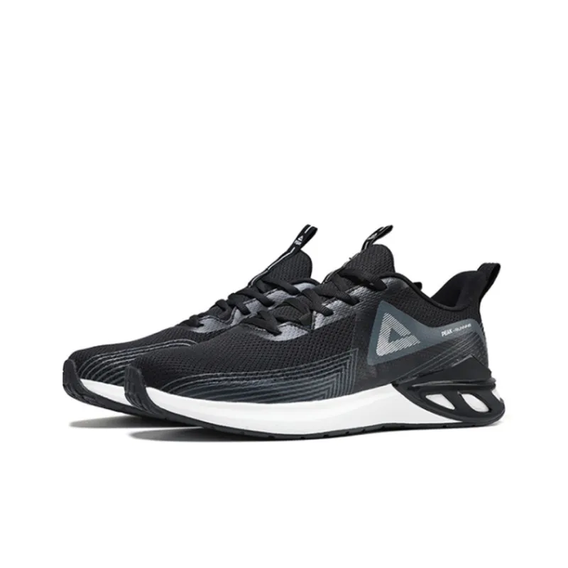 PEAK Cushioned Slip Resistant Abrasion Resistant Breathable Low Top Casual Running Shoes Men's Black-1