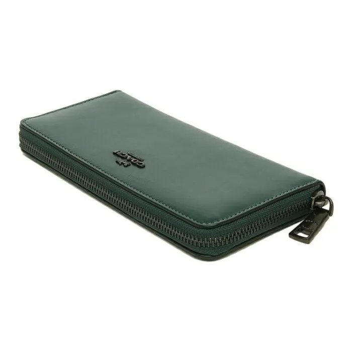 COACH Zip Around Premium Calfskin Card Holder Wallet Small Size Women's Forest Green-3