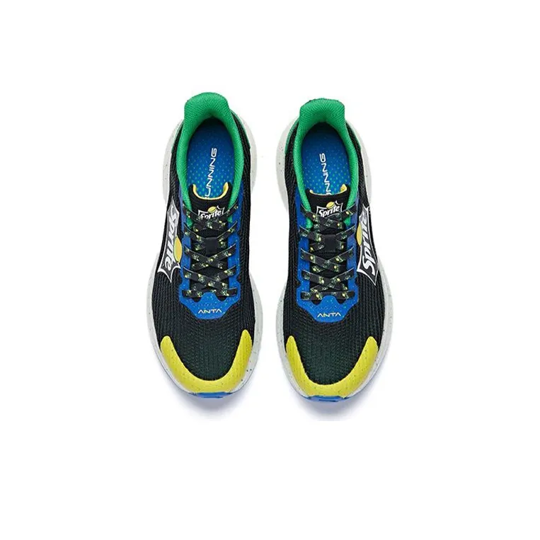 Sprite x Anta Cushioning Anti-Slip And Wear-Resistant Rebound Low-Top Running Shoes Men's Black Green Yellow-3