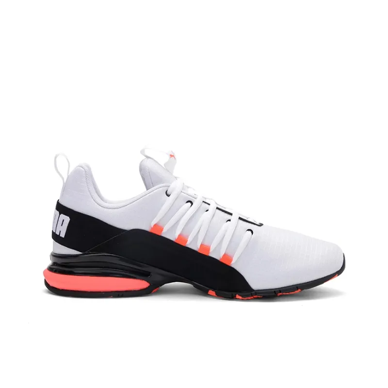 PUMA Axelion Cushioned Slip-Resistant Lightweight Low-Top Running Shoes Men's White Black Orange-1