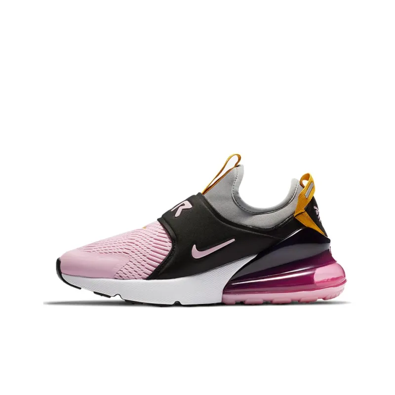 Nike Air Max 270 Cushioned Slip-Resistant Low-Top Running Shoes GS Pink Gray Black-0