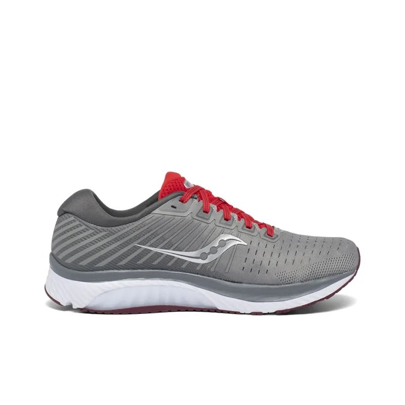 Saucony Guide 13 Slip Resistant Support Lightweight Low Top Casual Running Shoes Men's Gray Red-1