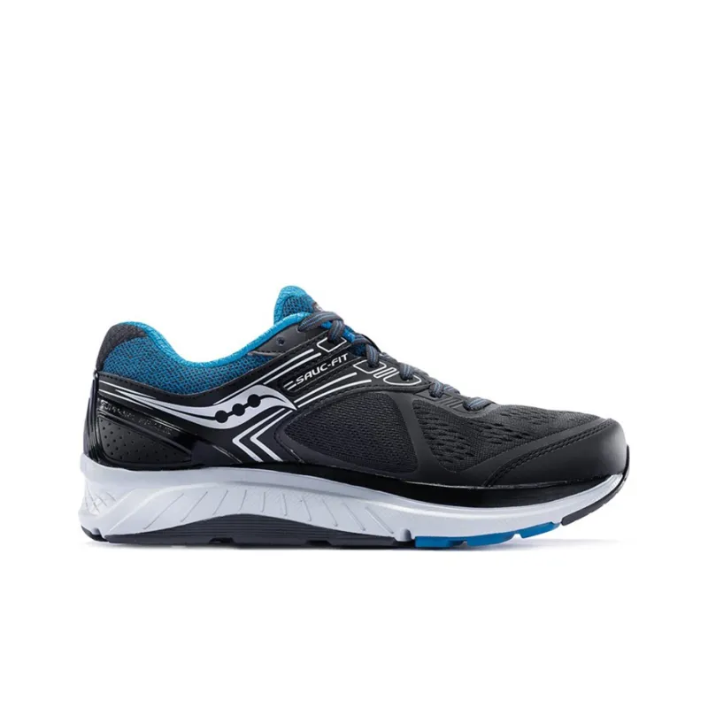 Saucony Echelon 7 Cushioned Slip-Resistant Lightweight Low-Top Running Shoes Men's Black Blue-1