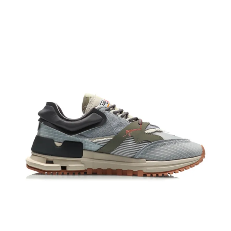 LiNing 001 Slip Resistant Support Lightweight Low Top Running Shoes Men's Gray Green Blue-1
