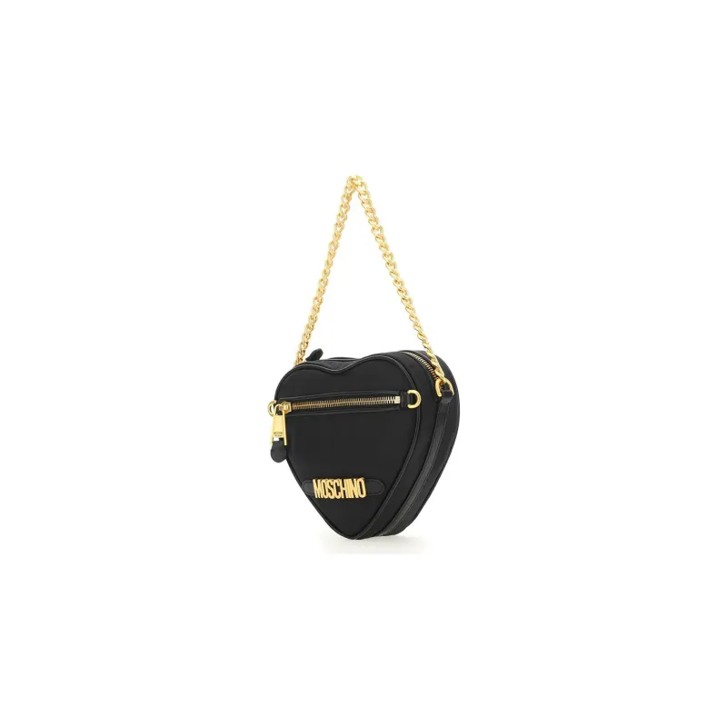 MOSCHINO Logo Plaque Heart Shape Tote Bag-2