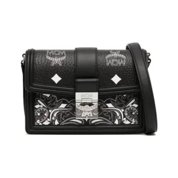 MCM Canvas Leather Shoulder Bag, Crossbody Bag Trumpets Women's Black