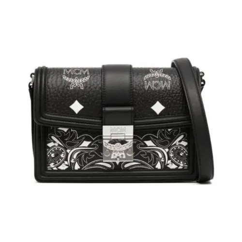 MCM Canvas Leather Shoulder Bag, Crossbody Bag Trumpets Women's Black