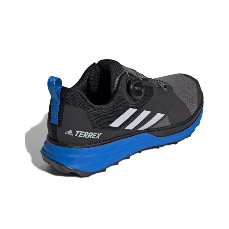 Adidas Terrex Two Trail Running Slip-Resistant Low-Top Running Shoes Men's Black Gray Blue-3