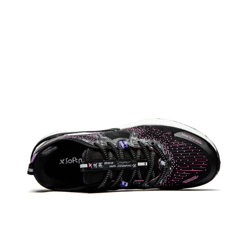 XTEP Dynamic Foam X2 Cushioned Wear Resistant Breathable Low Top Running Shoes Women's Black Red-2