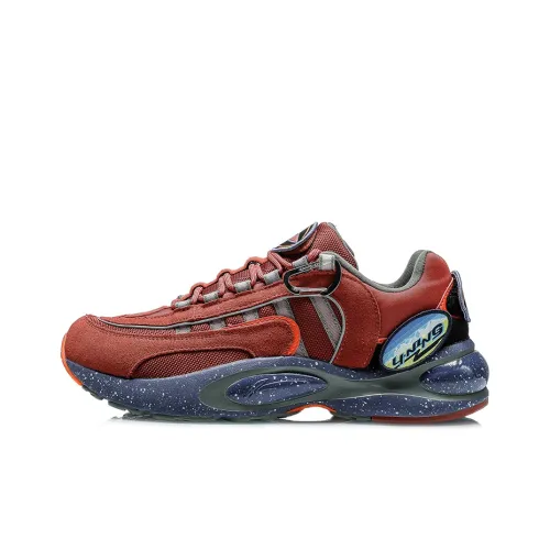 LiNing Cushioning Anti Slip Wear Resistant Breathable Supportive Lightweight Low Top Running VN0A4TZH35U1 shoes Men's Red Blue