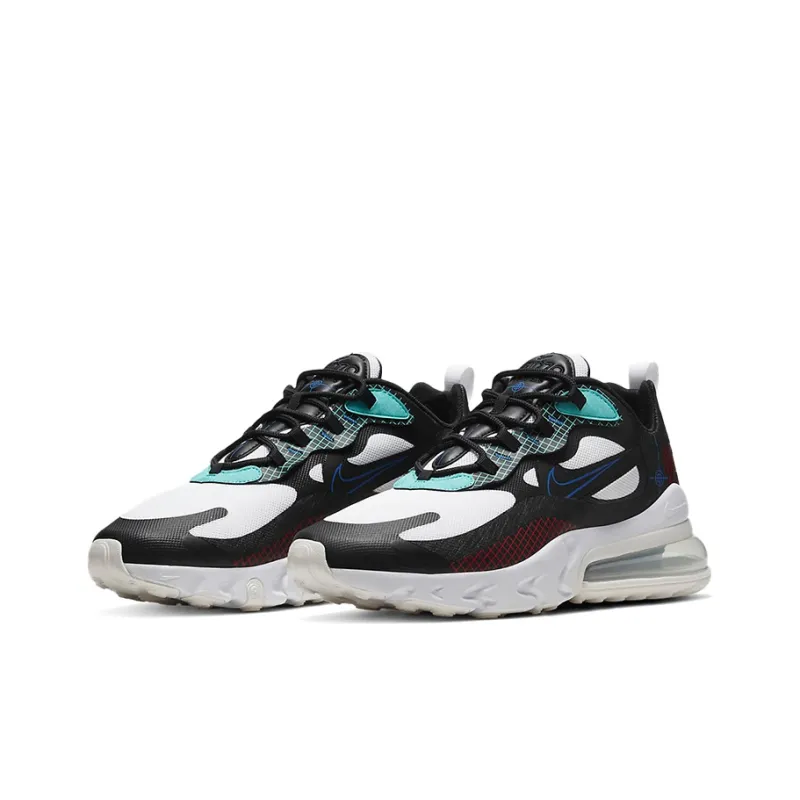 Nike Air Max 270 Cushioned Slip-Resistant Coverage Lightweight Low-Top Running Shoes Men's Black White Blue-2